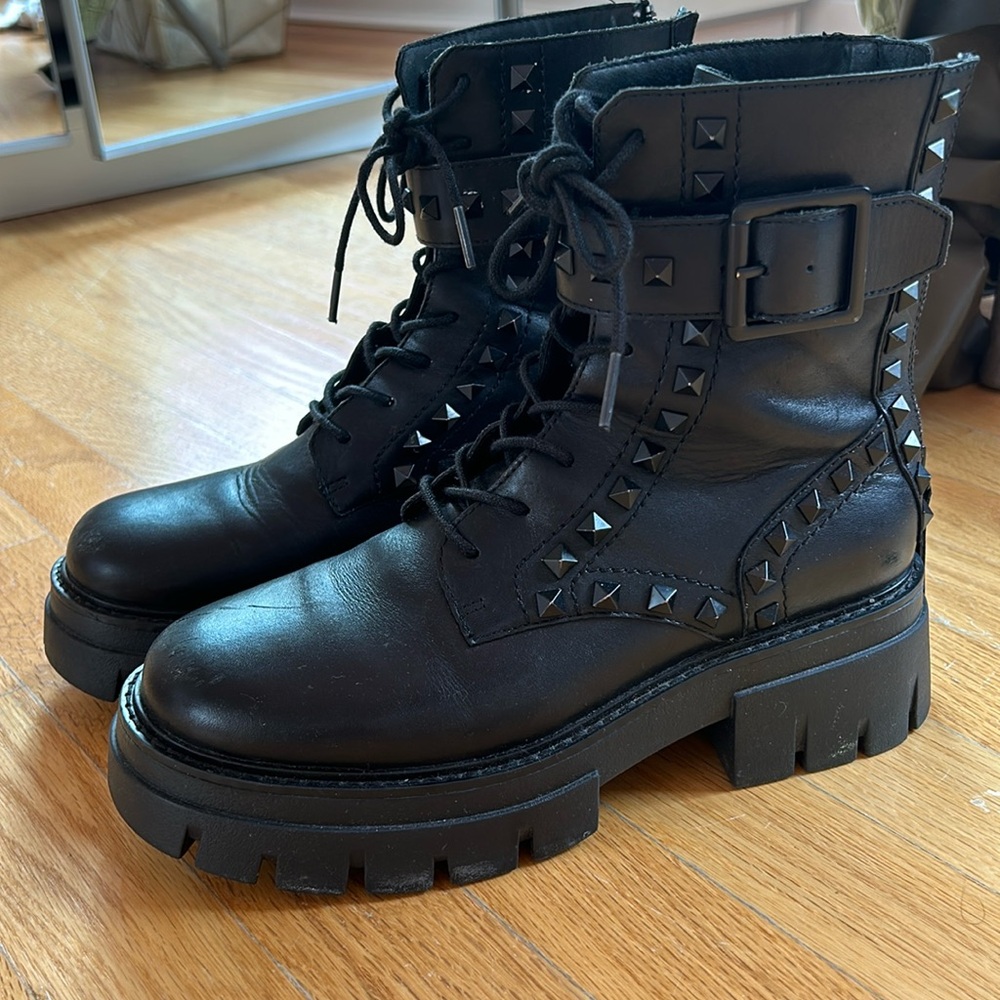Black leather Ash combat boots